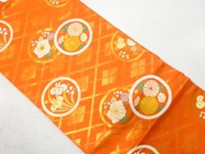 花丸紋織り出し　名古屋帯